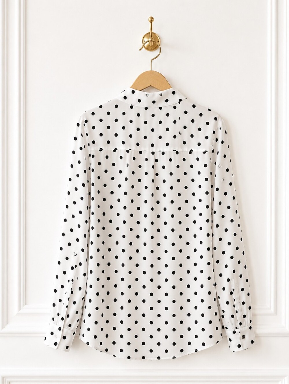 Black & White Polka Dot Tie Neck Long Sleeve Blouse | SizeXL | Parisian Chic - Picture 6 of 8